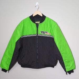 Vtg 90s ArcticWearLime Green Black Arctic Cat Jacket Snowmobile Racing Bomber XL
